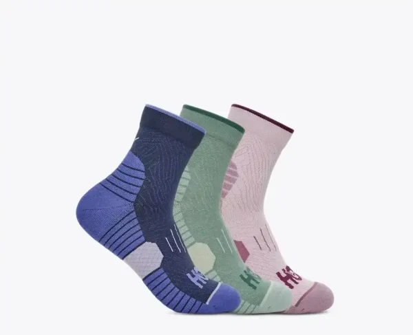 HOKA Quarter Run Sock 3-Pack Varsity Navy/Rosemary/Lilac Cream