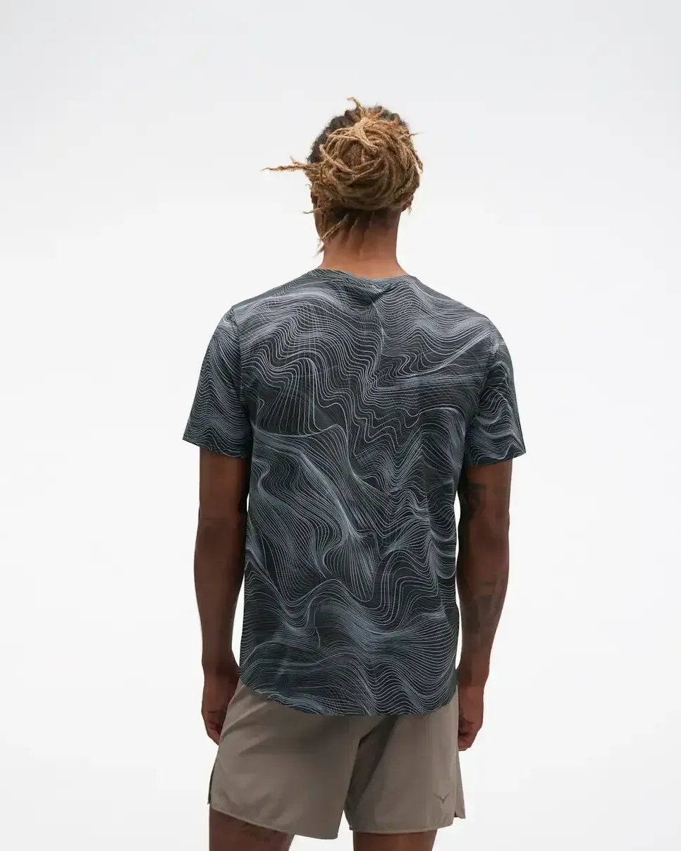 HOKA EveryRun Short Sleeve Black White Prt
